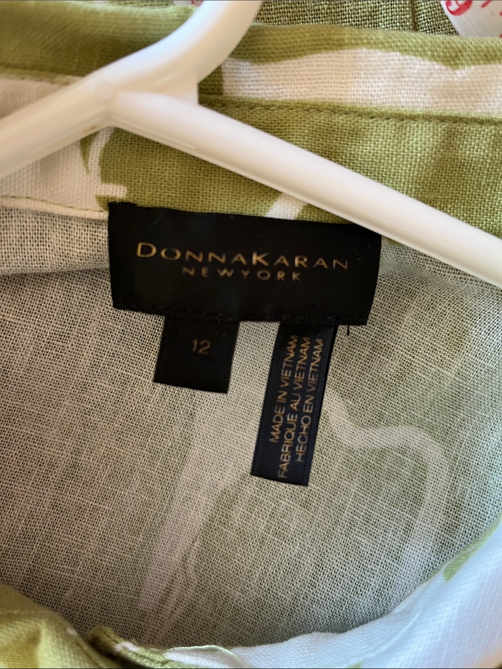 Donna Karan Olive Green and White Sleeveless Maxi Dress - Picture 6 of 8